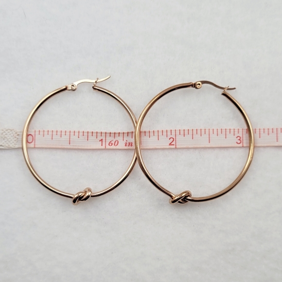 1.5" Rose Gold Knot Hoops - Picture 5 of 6
